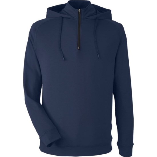 Custom Unisex Vandyke Quarter-Zip Hooded Pullover Navy/ Navy