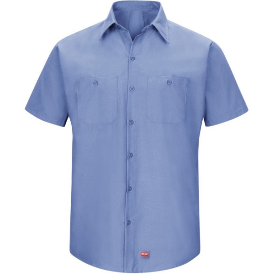 Custom Mens Mimix™ Short Sleeve Work Shirt Light Blue