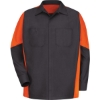 Custom Mens Long Sleeve Automotive Crew Shirt Charcoal/ Orange