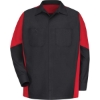Custom Mens Tall Long Sleeve Automotive Crew Shirt Black/ Red (LONG SIZES)