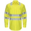 Custom Mens Tall Enhanced & Hi-Visibility Long Sleeve Work Shirt AB-Fluorescent Yellow/ Green