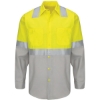 Custom Mens Tall Enhanced & Hi-Visibility Long Sleeve Work Shirt Fluorescent Yellow/ Green/ Grey