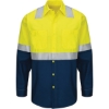 Custom Mens Tall Enhanced & Hi-Visibility Long Sleeve Work Shirt Fluorescent Yellow/ Green/ Navy