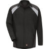 Custom Mens Long Sleeve Tri-Color Shop Shirt Black/ Charcoal/ Light Grey