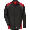 Custom Mens Long Sleeve Tri-Color Shop Shirt Black/ Red/ Charcoal