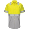 Custom Mens Enhanced & Hi-Visibility Work Shirt Fluorescent Yellow/ Green/ Grey
