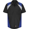 Custom Mens Tri-Color Short Sleeve Shop Shirt Black/ Light Grey/ Royal