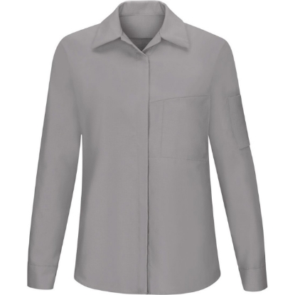 Custom Womens Performance Plus Long Sleeve Shop Shirt with Oilblok Technology Light Grey/ Charcoal