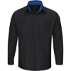 Custom Mens Performance Plus Long Sleeve Shirt with OilBlok Technology Black/ Royal Blue