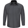 Custom Mens Tall Performance Plus Long Sleeve Shirt with OilBlok Technology Charcoal/ Black
