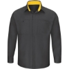 Custom Mens Tall Performance Plus Long Sleeve Shirt with OilBlok Technology Charcoal/ Yellow