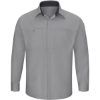 Custom Mens Tall Performance Plus Long Sleeve Shirt with OilBlok Technology Light Grey/ Charcoal