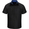 Custom Mens Tall Performance Plus Short Sleeve Shirt with Oilblok Technology Black/ Royal Blue