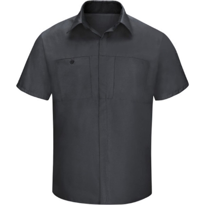 Custom Mens Tall Performance Plus Short Sleeve Shirt with Oilblok Technology Charcoal/ Black