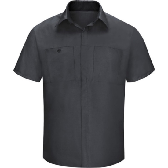 Custom Mens Tall Performance Plus Short Sleeve Shirt with Oilblok Technology Charcoal/ Black
