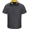 Custom Mens Tall Performance Plus Short Sleeve Shirt with Oilblok Technology Charcoal/ Yellow