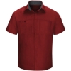 Custom Mens Tall Performance Plus Short Sleeve Shirt with Oilblok Technology Fireball Red/ Charcoal