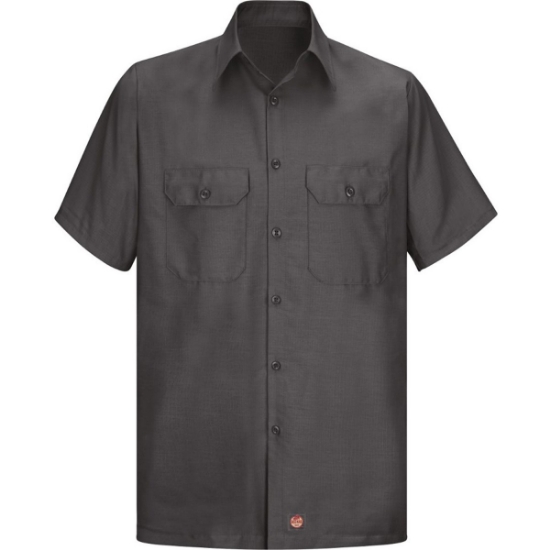 Custom Mens Tall Ripstop Short Sleeve Work Shirt Charcoal
