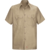 Custom Mens Tall Ripstop Short Sleeve Work Shirt Khaki