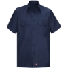 Custom Mens Tall Ripstop Short Sleeve Work Shirt Navy