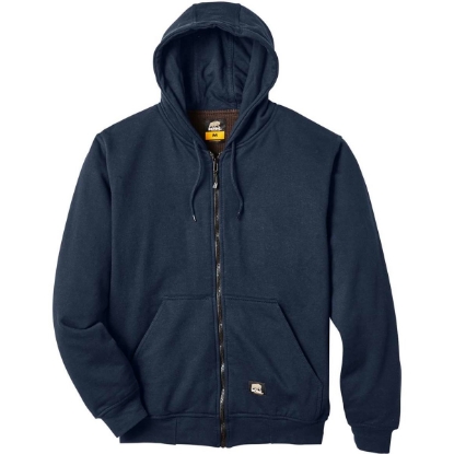 Custom Mens Tall Heritage Thermal-Lined Full-Zip Hooded Sweatshirt Navy