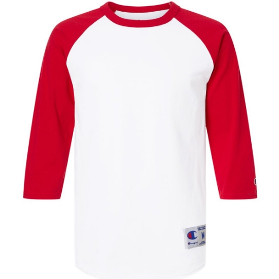 Custom Unisex Raglan Sleeve Baseball T-Shirt White/ Scarlet