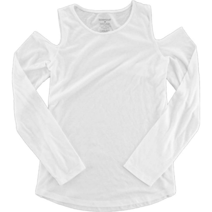 Custom Womens Cold Shoulder Long Sleeve T-Shirt White