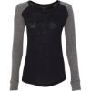 Custom Women’s Preppy Patch Slub Long Sleeve T-Shirt Black/ Granite