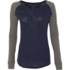 Custom Women’s Preppy Patch Slub Long Sleeve T-Shirt Navy/ Granite