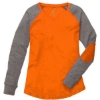 Custom Women’s Preppy Patch Slub Long Sleeve T-Shirt Orange/ Granite