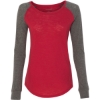 Custom Women’s Preppy Patch Slub Long Sleeve T-Shirt Red/ Granite