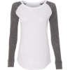 Custom Women’s Preppy Patch Slub Long Sleeve T-Shirt White/ Granite
