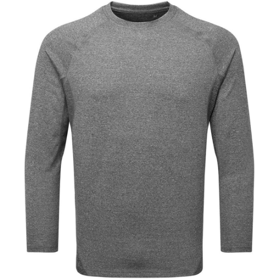Custom Unisex Panelled Long Sleeve Tech T-Shirt Black Melange