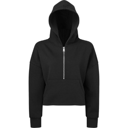 Custom Womens Alice Half-Zip Hooded Sweatshirt Black