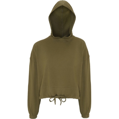 Custom Womens Cropped Maria Hooded Sweatshirt Olive