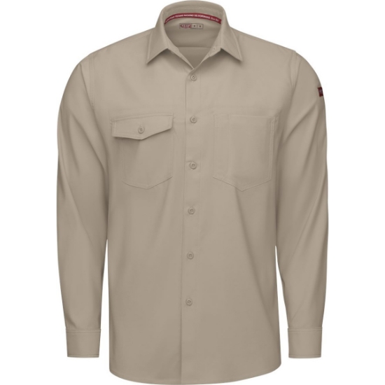 Custom Mens Tall Cooling Long Sleeve Work Shirt Sand
