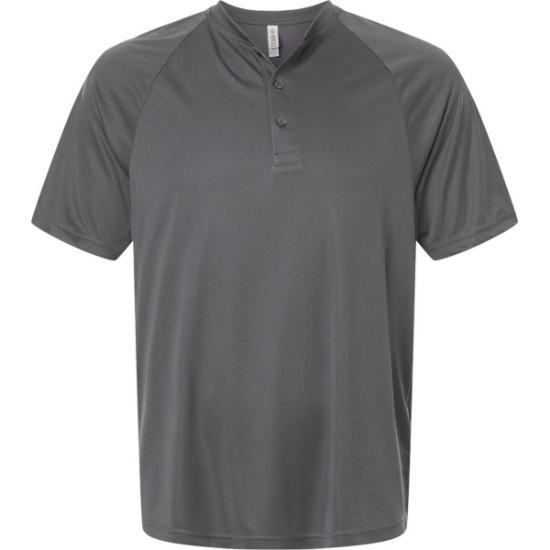 Custom Mens Zone Performance Henley Sport Graphite