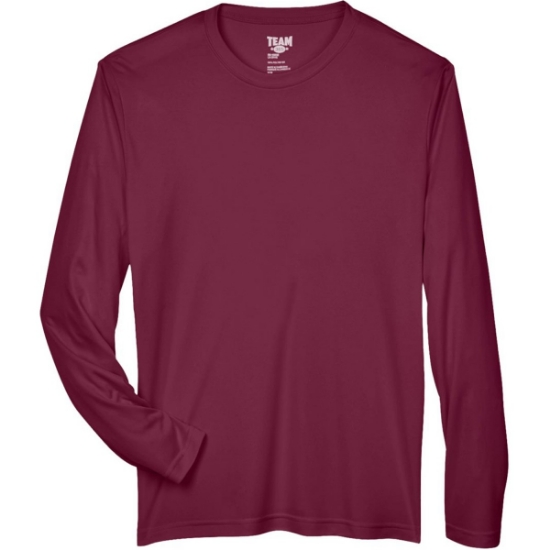 Custom Mens Zone Performance Long Sleeve T-Shirt Sport Maroon