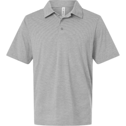 Custom Mens Relay Heathered Stripe Polo Athletic Heather/ White
