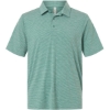 Custom Mens Relay Heathered Stripe Polo Sport Forest Heather/ White