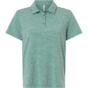 Custom Womens Relay Heathered Stripe Polo Sport Forest Heather/ White