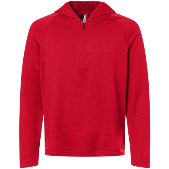 Custom Mens Qualify Quarter-Zip Hooded Pullover Sport Red
