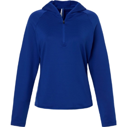 Custom Womens Qualify Quarter-Zip Hooded Pullover Sport Royal