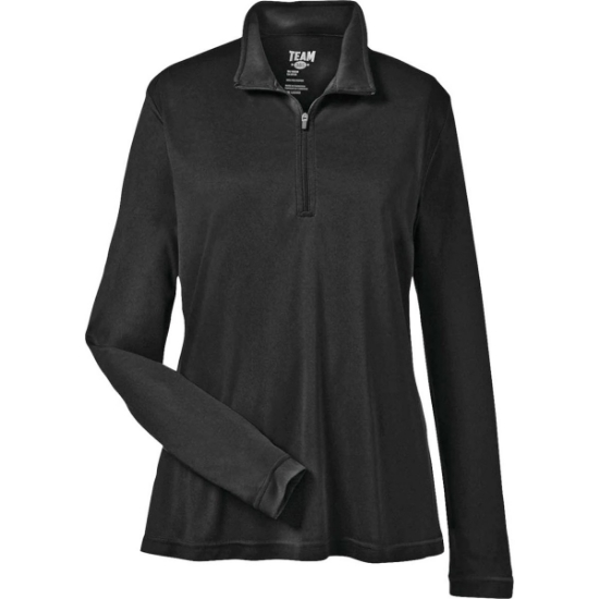 Custom Womens Zone Performance Quarter-Zip Pullover Black
