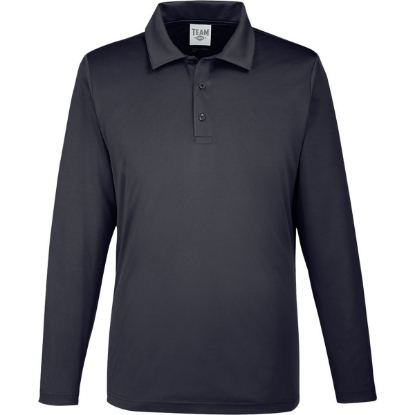 Custom Mens Zone Performance Long Sleeve Polo Black