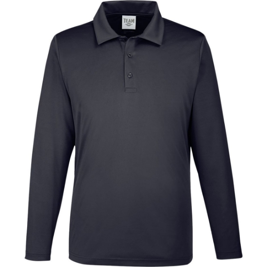 Custom Mens Zone Performance Long Sleeve Polo Black