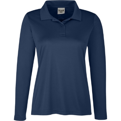 Custom Womens Zone Performance Long Sleeve Polo Sport Dark Navy