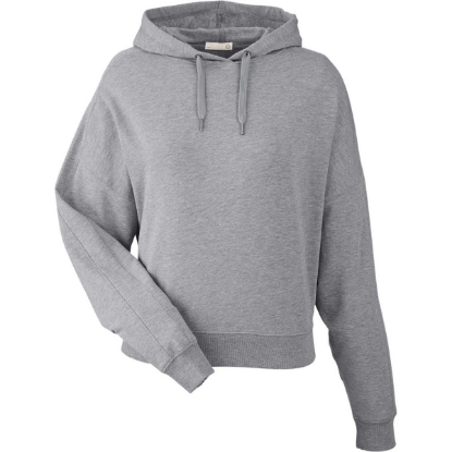 Custom Womens Studio Hooded Fleece Heather Grey