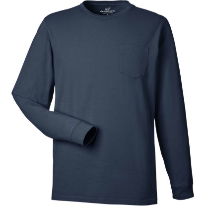 Custom Unisex Long Sleeve Pocket T-Shirt Blue Blazer/ White Cap