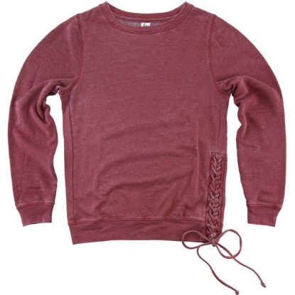 Custom Women’s Enzyme-Washed Rally Crewneck Sweatshirt Garnet